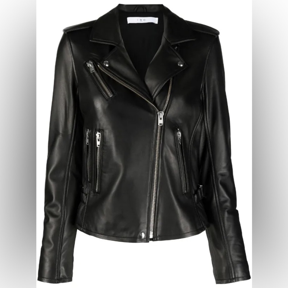 New with Tags - IRO Women's Black Leather Newhan Jacket - Size 40 / 8
